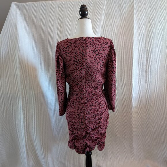 Zara Pink & Black Animal Print Draped Ruched Mini Dress Medium - Picture 3 of 14